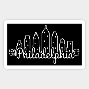 Philly Skyline Script White Line Art Philadelphia Love Liberty Bell Magnet